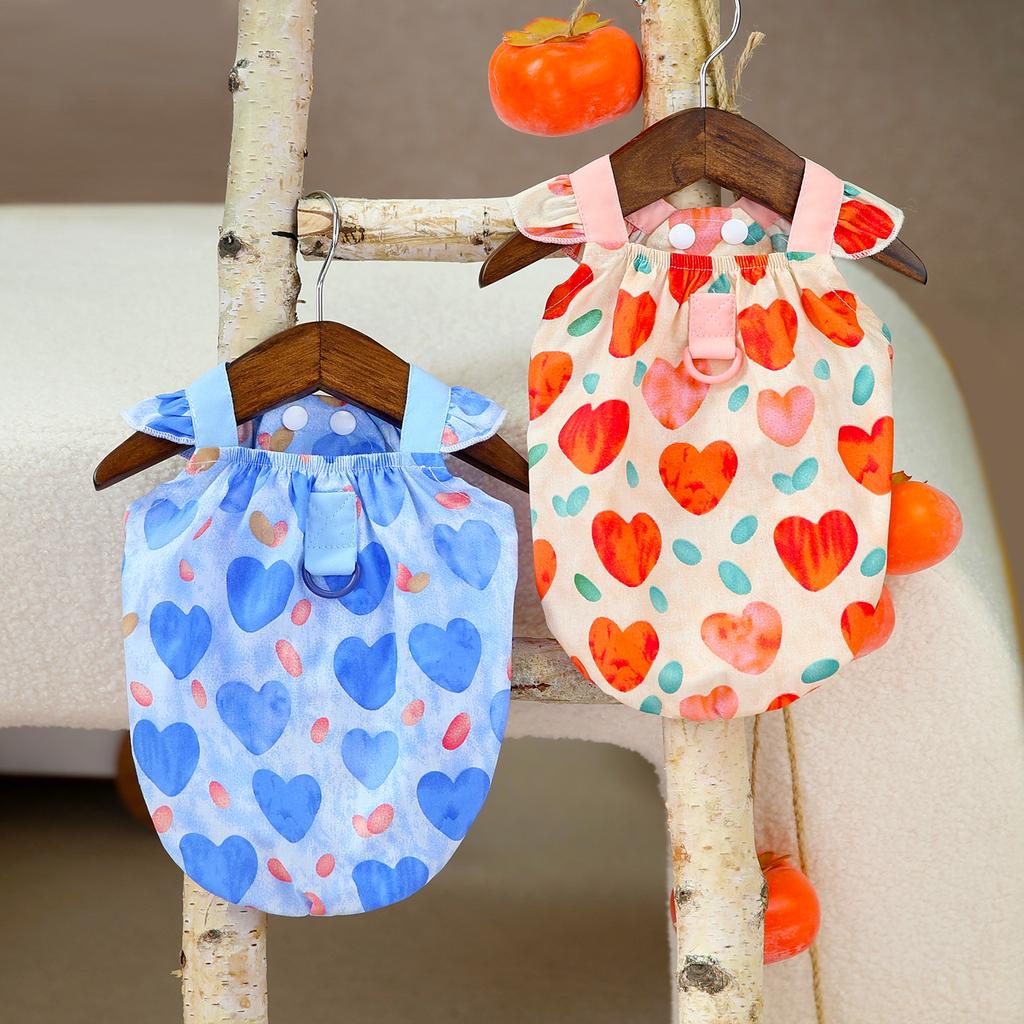 Pet Clothes Spring and Summer Dog Princess Style Polyester Peach Heart Shirt Teddy Sweet Cool Style Vest Skirt Pet Skirt