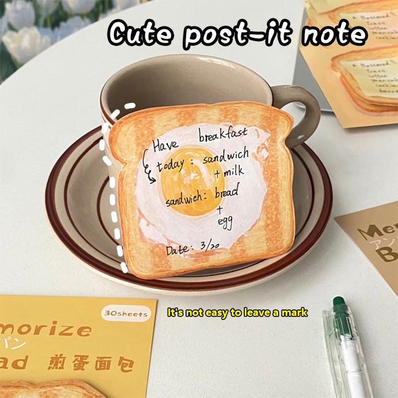 30Sheets Creative  Toast Shape Convenience Sticker Message Paper Adhesive Self Sticky Sticky Notepad School Supplies