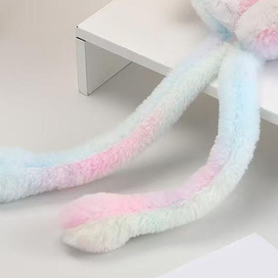 1/2Pcs Plush Rabbit Earmuffs with Moving Jumping Ears Gradient Color Soft Furry Ear Covers Headband