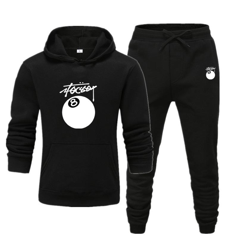 

Men s and Women s New Autumn and Winter Plus-size Table Tennis No. 8 Printed Hooded Sportswear Casual Sportswear Set S чорний