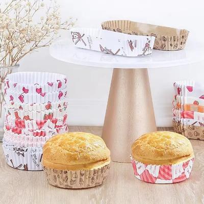 100Pcs Portable Oil-proof Cake Cups Disposable Non-Stick Cake Base Trays Heat-Resistant Baking Cups for Birthday Party Decor