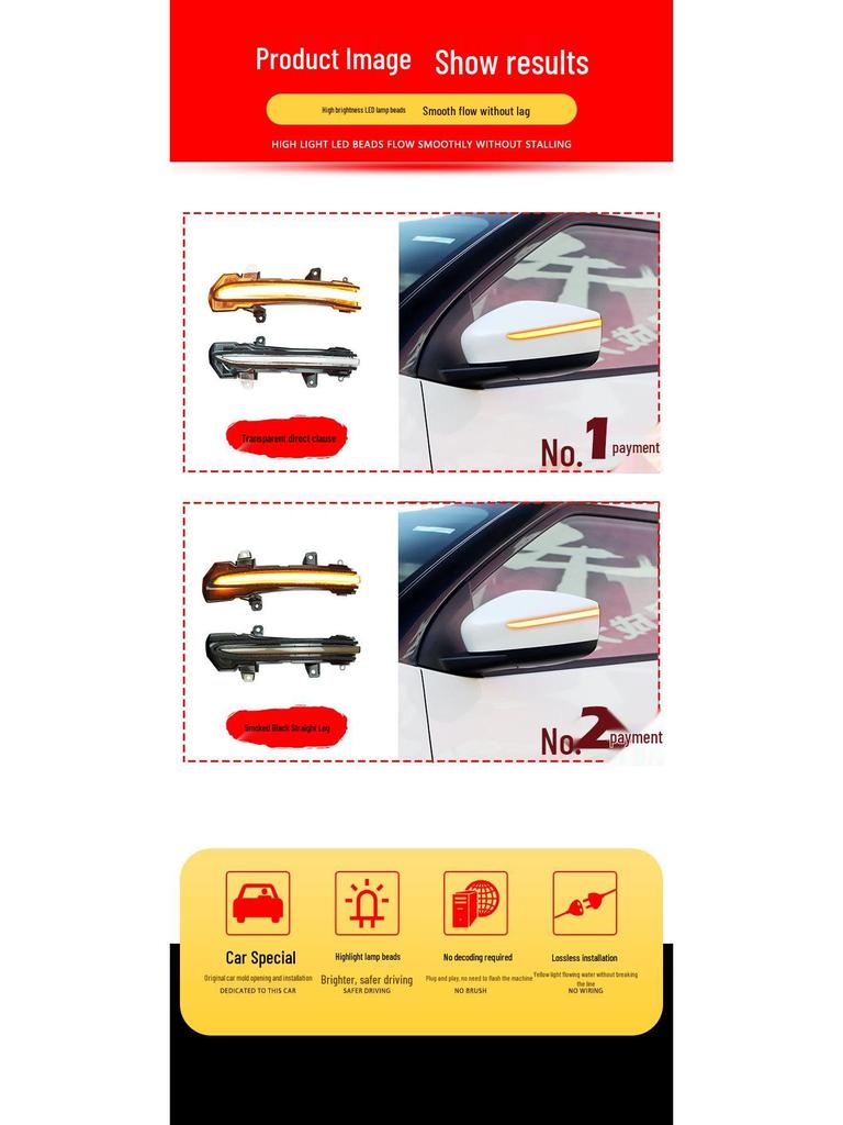 Nissan Bluebird LANNIA KICKS Rearview Mirror Turn Signal with Yellow Flowing Light