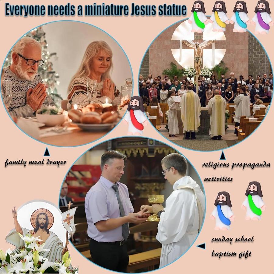 50 Pack Mini Jesus Figurines Small Little Jesus Toys Tiny Jesus Figures Original Design Miniature Jesus for Hide Christmas Than