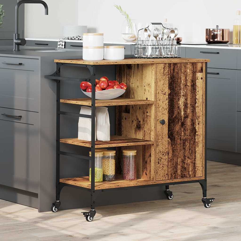 Kitchen Trolley Reclaimed Wood Look 87.5 x 39 x 84.5 cm Engineered Wood