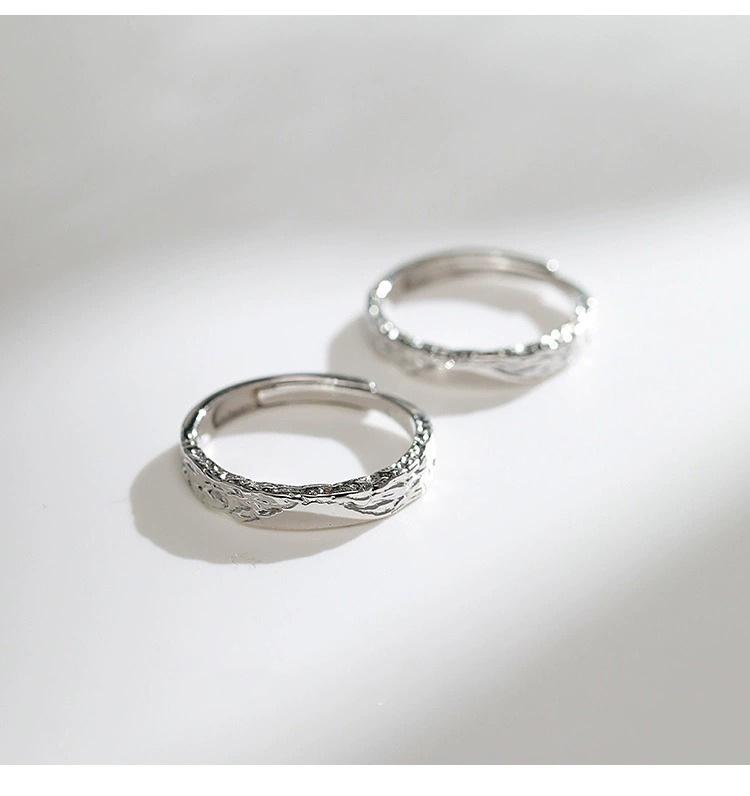 Tichya Süße Ätzung Gletscher Paarringe - 999 Sterlingsilber Offenes Design für Damen und Herren