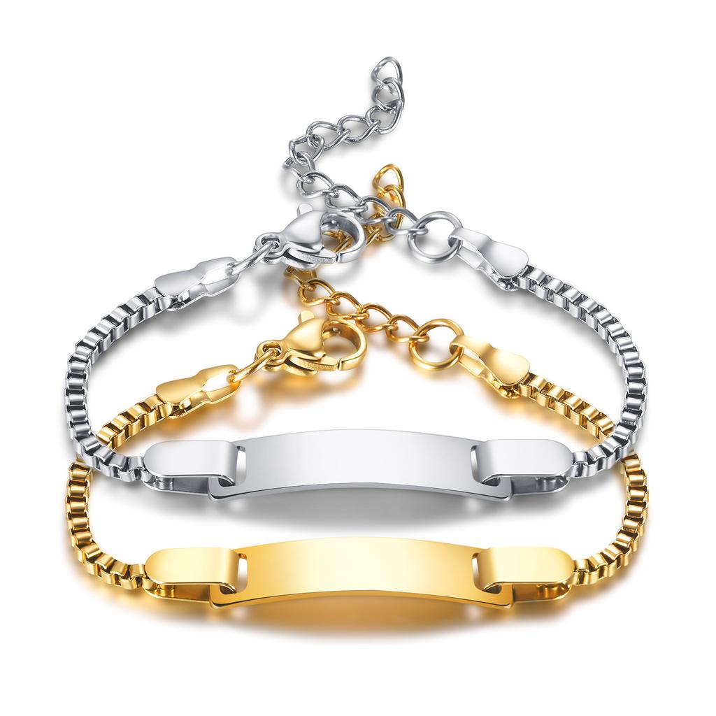 Personalisierter Edelstahl Schmuck Individuell Personalisierter Name ID Armband Mädchen Junge Neugeborene Kinder Geschenke Panzerkette Glied