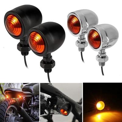 2 adet motosiklet Led dönüş sinyal ışıkları yön gösterge lambası mermi ampul krom Amber Moto ön lamba kuyruk lambası 12V evrensel motosiklet flaşörleri