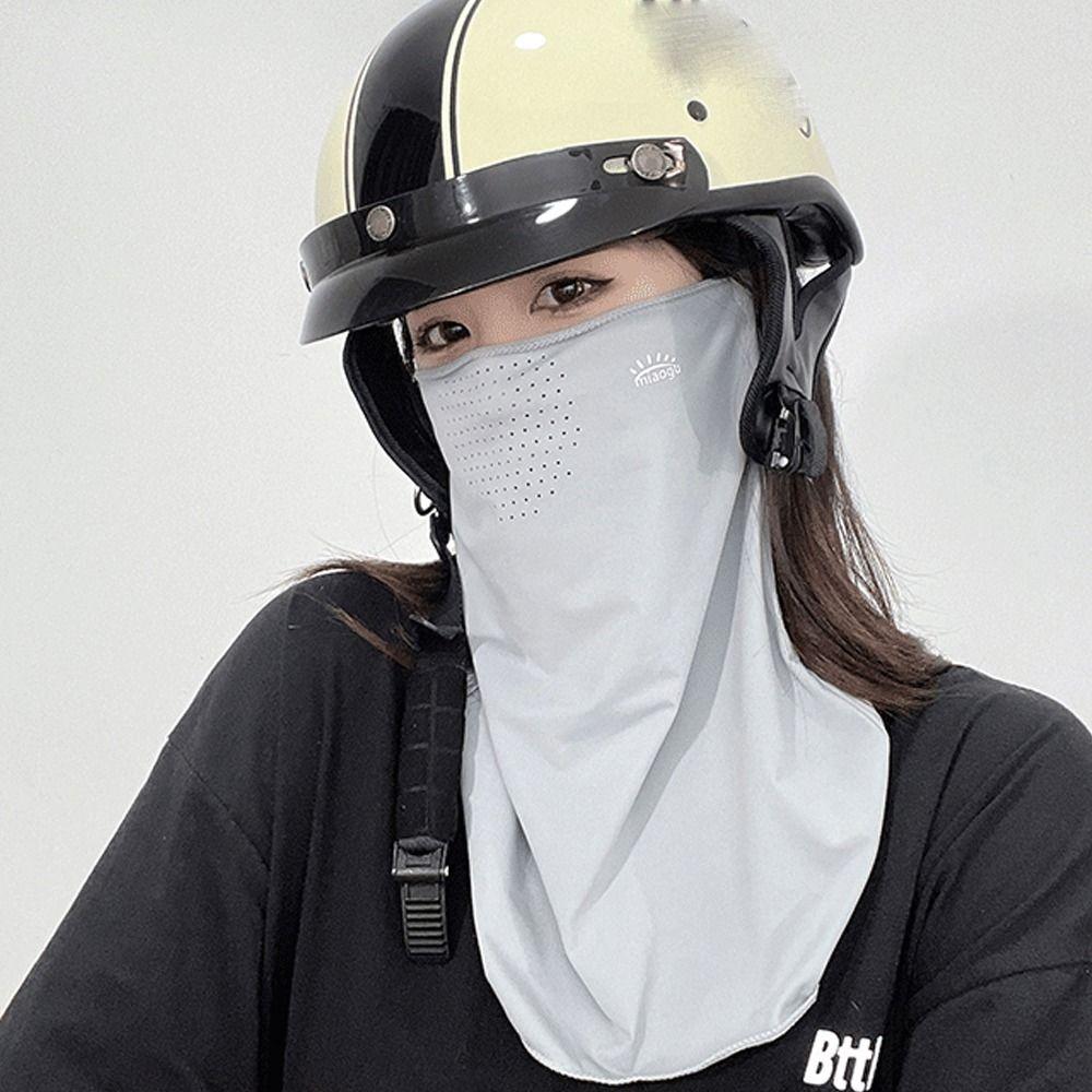 Sun Protection Summer Face Veil Breathable Neckline Face Cover Ice Silk Sunscreen Mask  Summer