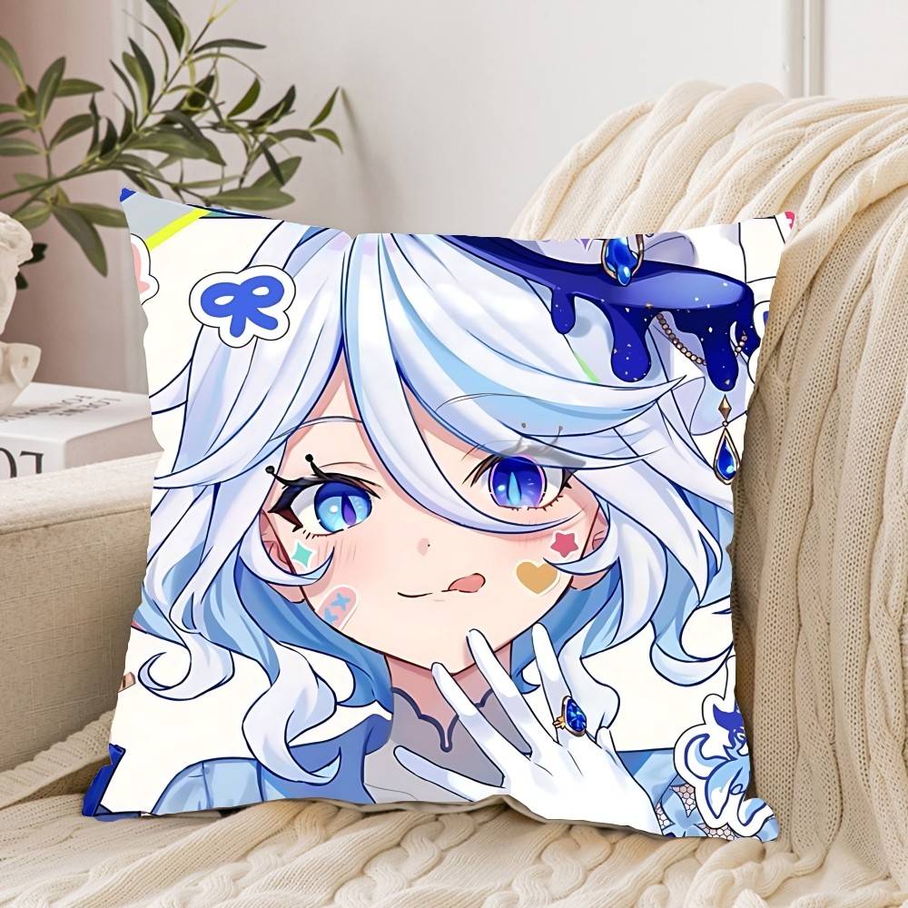 Cute F-Furina G-Genshin Impact Pillow Case Cushion Cover Soft Cute Throw Pillow Case For Car Sofa Pillowcase Polyester