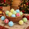 Multicolor Glitter Candy Striped Christmas Ball Ornament, 6cm – Blue, Green, Yellow, Red