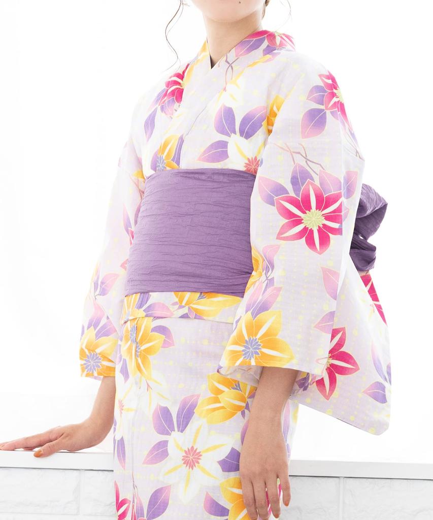 [KYOETSU] [Kyoetsu] Heiko Obi (Wrinkled, 34cm) - Suitable for Yukata (Adult Women's) (26. Purple)