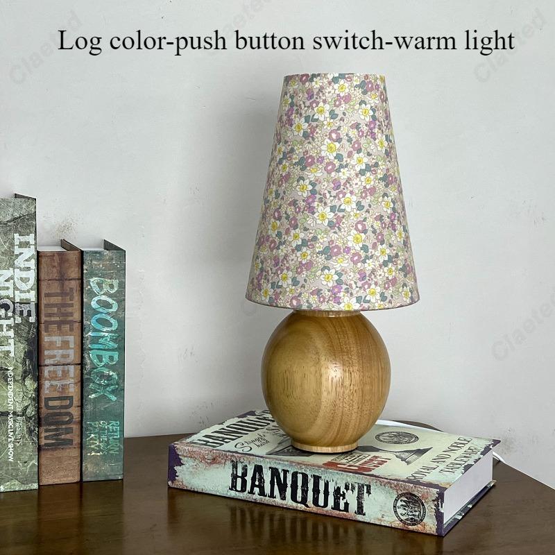 

Creative New LED Solid Wood Log Color Walnut Floral Table Lamp Bedroom Bedside Atmosphere Lighting Lamps AU plug