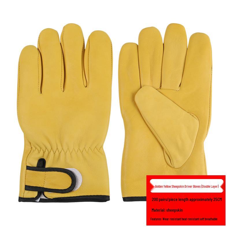 Sheepskin Welder's Gloves: Heat-Insulating, Wear-Resistant, Thickened, Durable, Protective, Double-Layer Welding Gloves with Free Shipping.