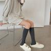 Women Ribbed Knitting Cotton Long Socks Autumn Winter Warm Fashion Solid Color Casual Breathable Knee High Stockings