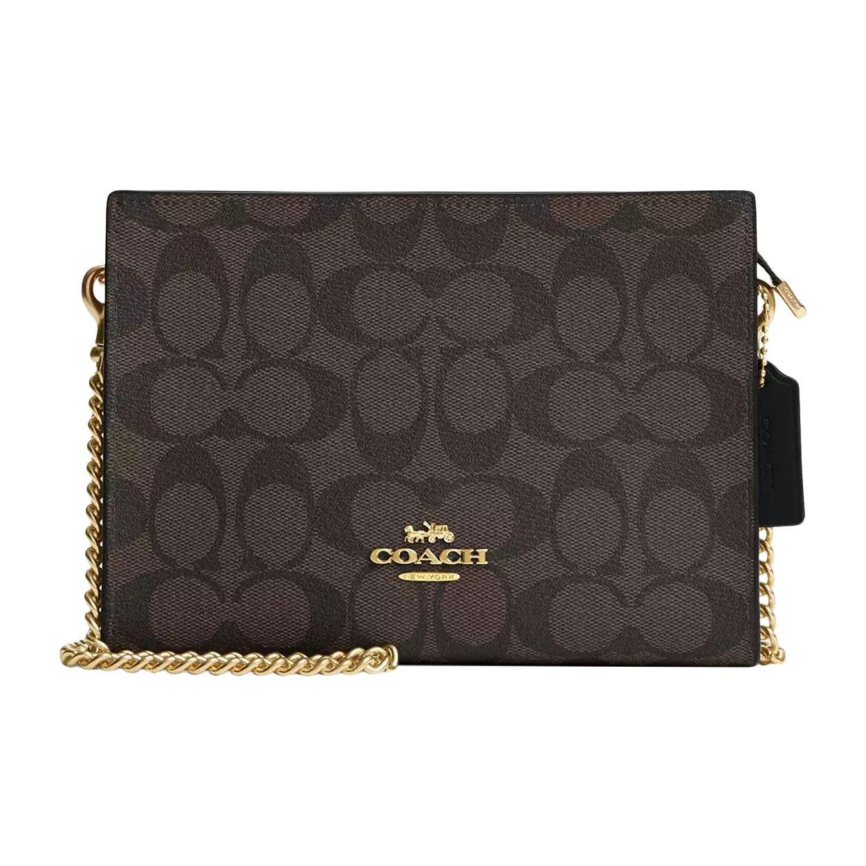 

Coach Slim 20 Top Zip Closure Synthetic Leather And Split Cowhide Shoulder Crossbody Bag Small Women bags Brown Black CR239-IMAA8 Basic Set (Bag+Dust Bag)