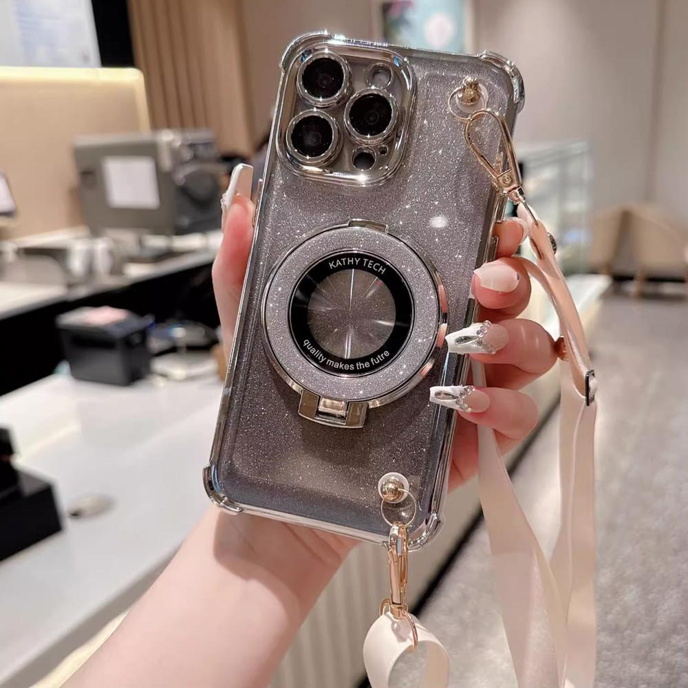 Shockproof Glitter Lanyard Case For Samsung Galaxy A12 A22 A32 A52 A52S A13 A23 A33 A53 A73 Plating Phone Holder Bracket Cover