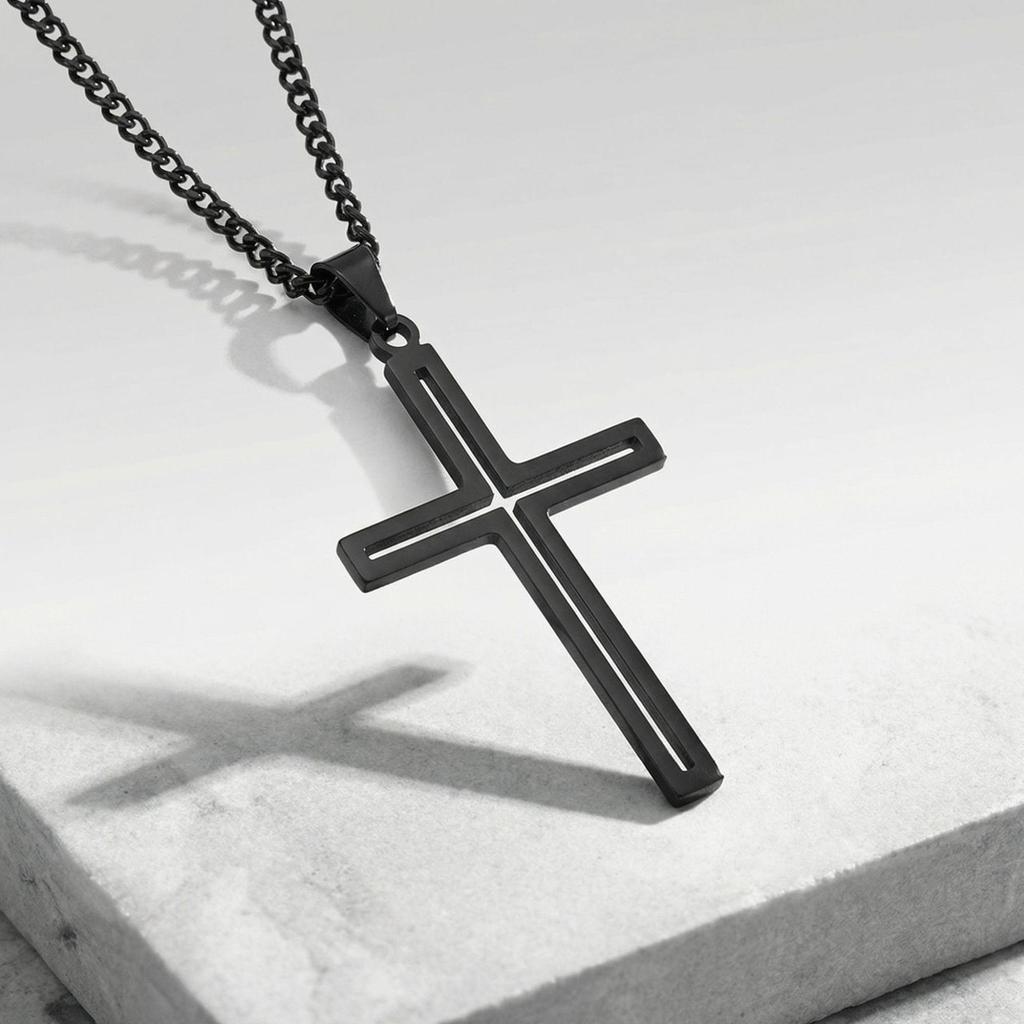 Minimalistisches Edelstahl-Kreuz-Halskette - Zeitgenössischer Stil