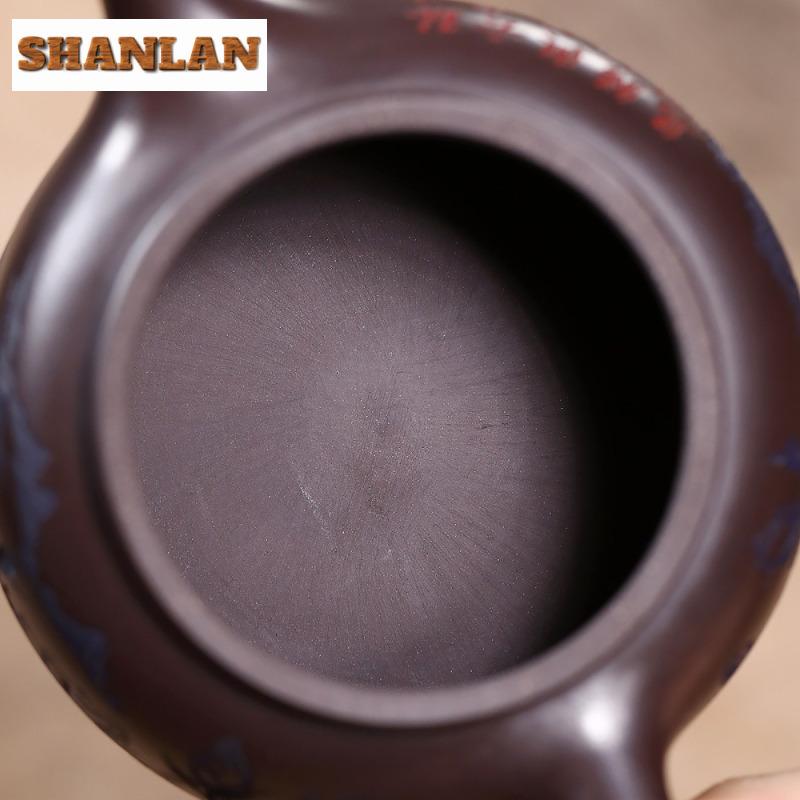 220ml Aesthetic Yixing Purple Clay Teapots Handmade Coin Large Caliber Pot Raw Ore Dragon's Blood Sand Kettle Zisha Tea Set