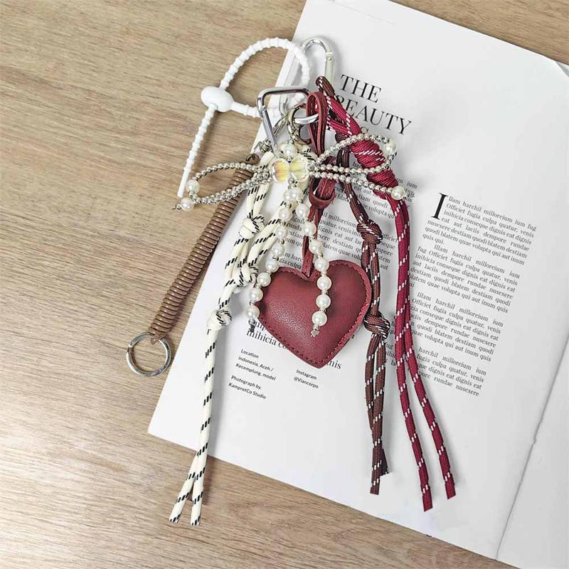 Yogodlns Heart Shape Cute Bow Mini Backpack Hanging Handbag Pendant Bag Pendant Bags Accessories