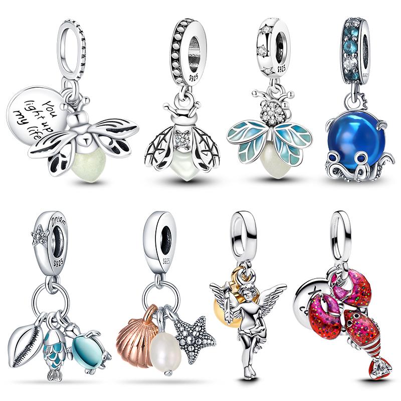 New In Copper Firefly Charm Beads Octopus Crayfish Pendant Fits Bracelet Necklace Women Luxury Jewelry Festival Gifts
