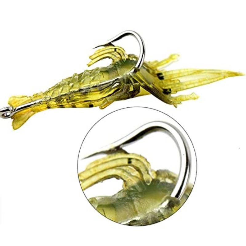 Soft Shrimp Bait Set, Imitation Shrimp with Hook, Freshwater Shrimp Fishing Tackle Saltwater Bass Trout Salmon