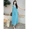 Women's summer lake blue neck sling dress dopamine bright Xinjiang wear seaside vacation beach dress