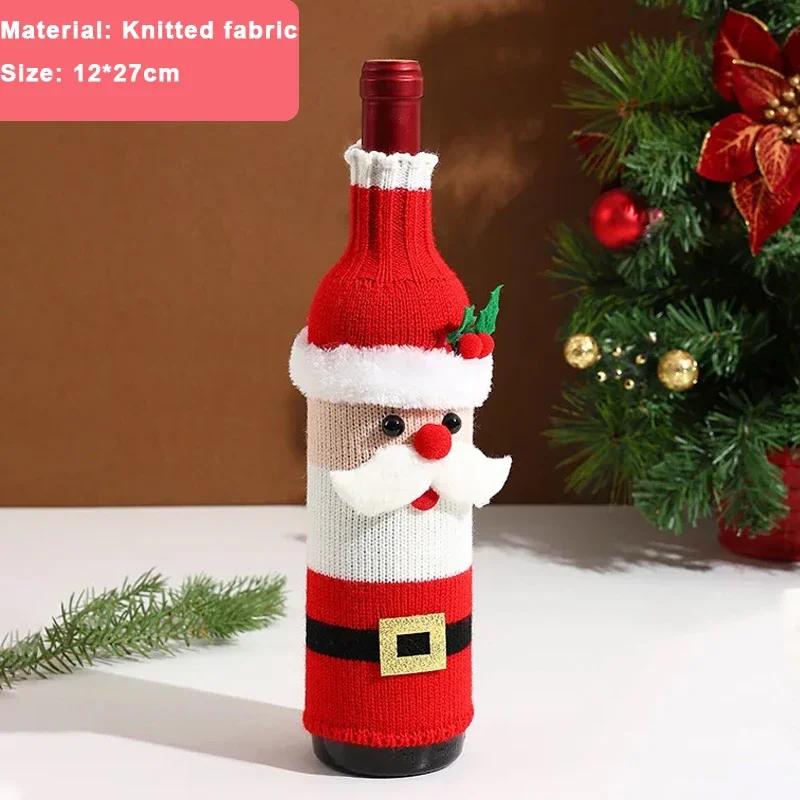 Xmas Wine Bottle Cover Set Santa Snowman Velvet Dress Wine Bottle Bags Sleeve Covers for Christmas Party Dinner Table Decoration