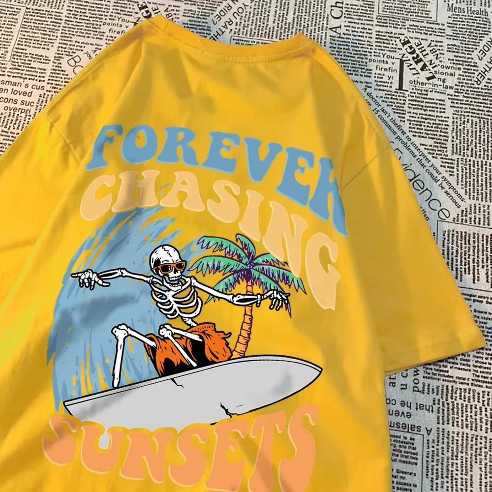 Forever Chasing Sunsets Fun Pattern Clothing Men Casual Cotton Tshirt Casual Crewneck Streetwear Harajuku Summer T-Shirts Women