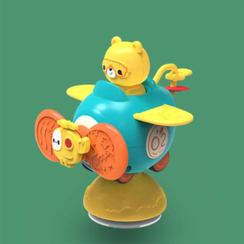 Children's cartoon fun early education puzzle suction cup inertia airplane shape rotation soothing gyro toy