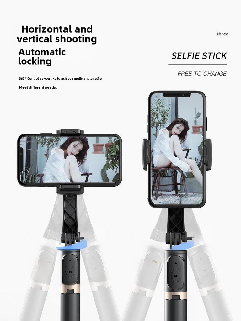 CYKE Håndholdt Gimbal Stabilisator: Uttrekkbar selfiestang, skrivebordsmobilholder, anti-riste live-stativ