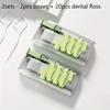 Mini Floss Storage Box, Pop-Up Dental Floss Dispenser with 10 Floss, Portable Toothpick Box, Interdental Floss Stick Storage Box