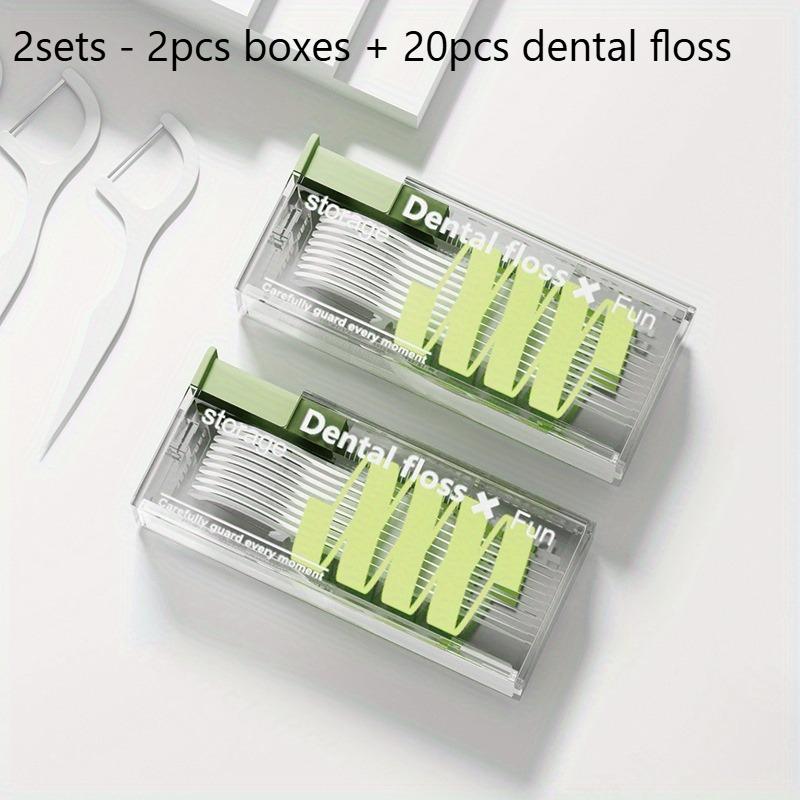 Mini Floss Storage Box, Pop-Up Dental Floss Dispenser with 10 Floss, Portable Toothpick Box, Interdental Floss Stick Storage Box