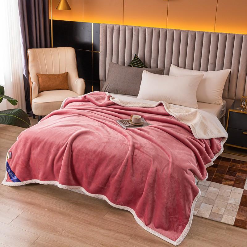 Soft Fleece Blanket Bed Sofa - Thick Warm Solid Color Plush Throw With Neat Edge Binding