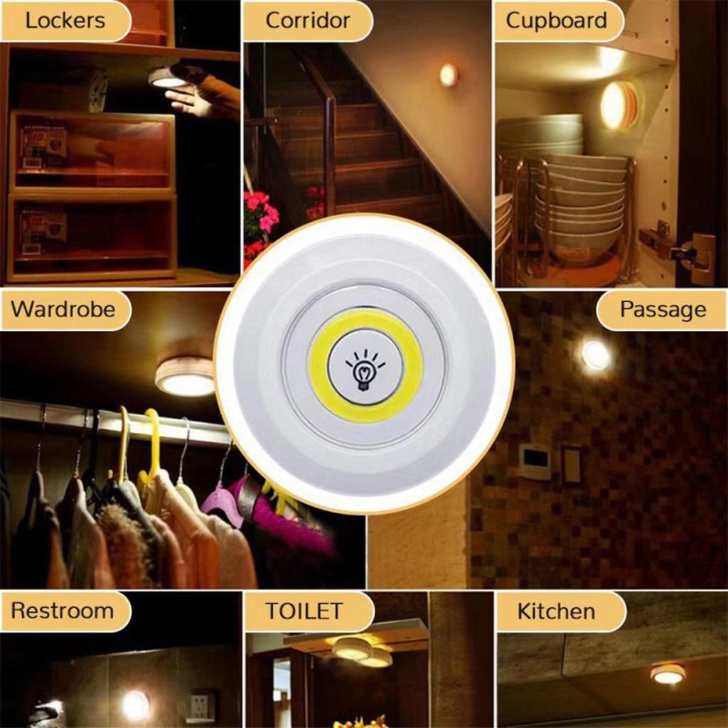 Led Cob Under Cabinet Light 3w Closets Lights Portable Mini Sleep-light Battery-operated Night Bathroom Lighting Warm-white Cold