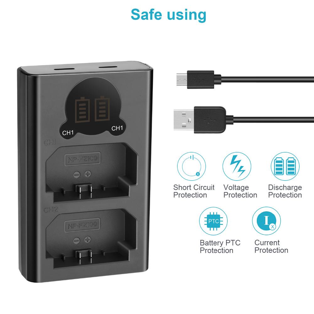 Neewer Dual USB Charger for Sony NP-FZ100 Battery For Sony ZV-E1, FX3, FX30, A1, A9 II, A7R V, A7S III, A7 IV, A6600, A7C Camera