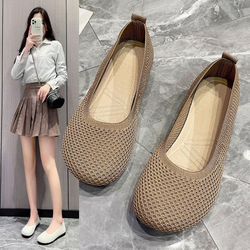 Old ******* Cloth Shoes Work Shoes Women's S**t Soles Comfortable Work Flats Versatile Women's Shoes ****** Hollow Mesh Sandals