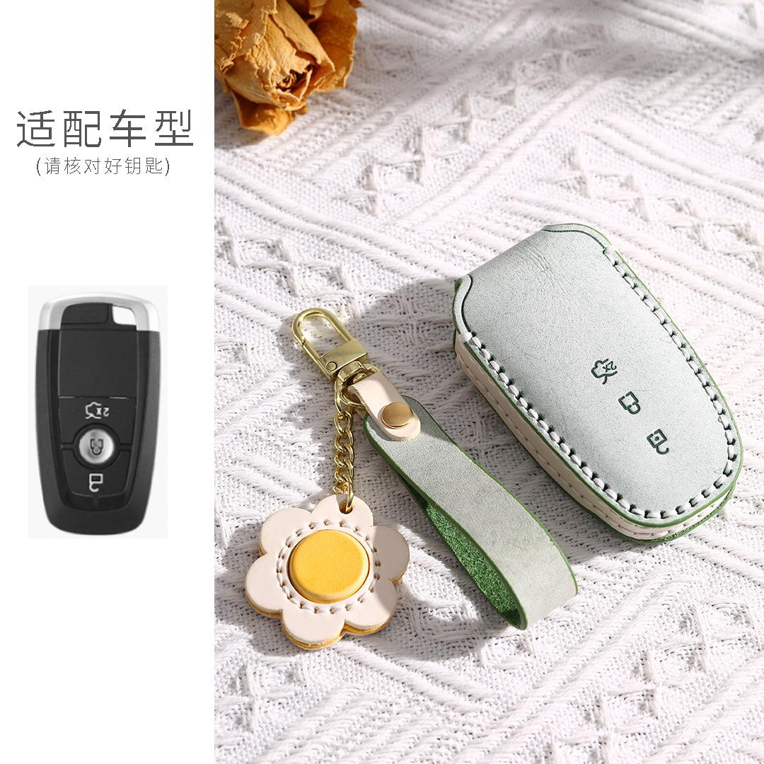 

3 4 Bottons Leather Car Key Case Cover For Ford Fusion Mondeo Mustang Explorer Edge Ecosport For Lincoln Mondeo Mkc Mkz Mkx