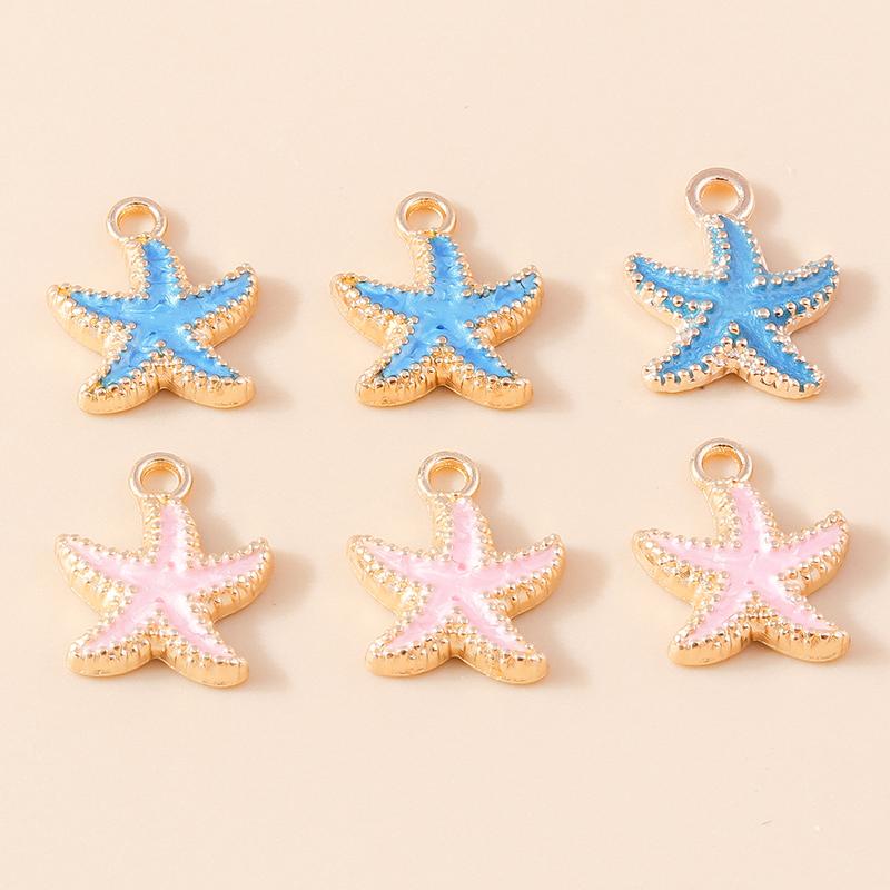 Leslie 10pcs Mix Cute Enamel Marine Organism Starfish Charms Pendants of Necklace Earrings Keychain Handemade DIY Jewelry Making