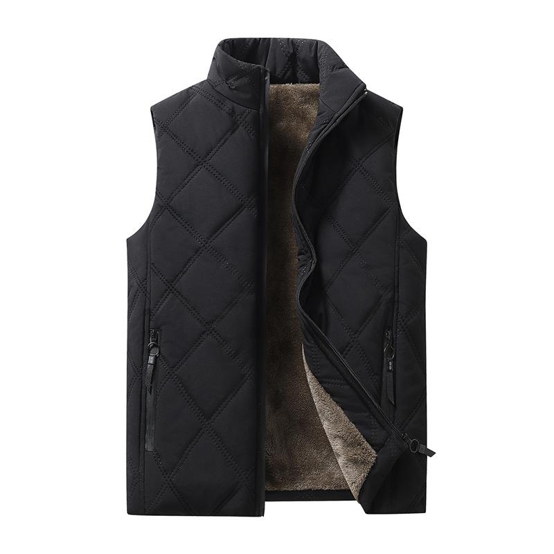 Gilet Uomo Stile Coreano Foderato in Pile Spesso Autunno Inverno Trapuntato a Rombo con Zip Senza Maniche Gilet Casual Caldo Gilet da Vita