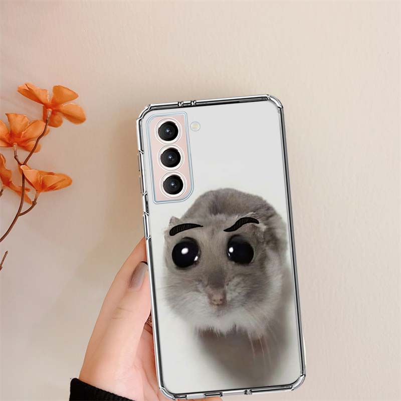 Funny Sad Hamster Meme Clear Phone Cases for Samsung S26 Ultra Galaxy S25 Edge S24 S23 FE S21 Plus S20 S22 S10 Cover Patterned C