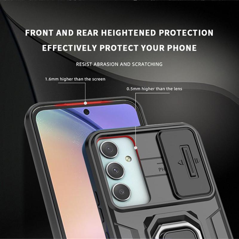 Für Samsung Galaxy A54 5G Hülle Für Samsung A14 A24 A34 A54 Hülle Linsenschieber Fenster Armor Stoßfest Halter Magnetischer Bumper