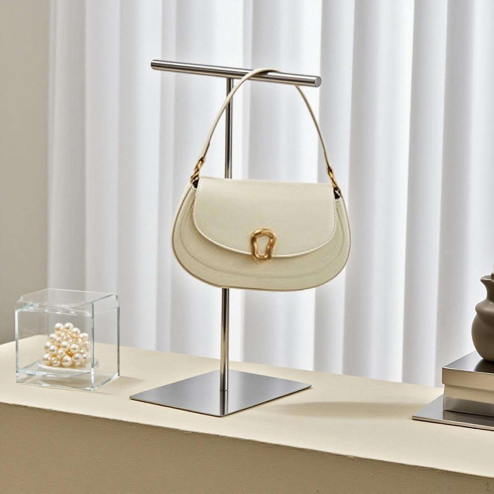 

Bag Display Stand Handbag Holder Adjustable Height Necklace Organizer for Bracelet серебряный