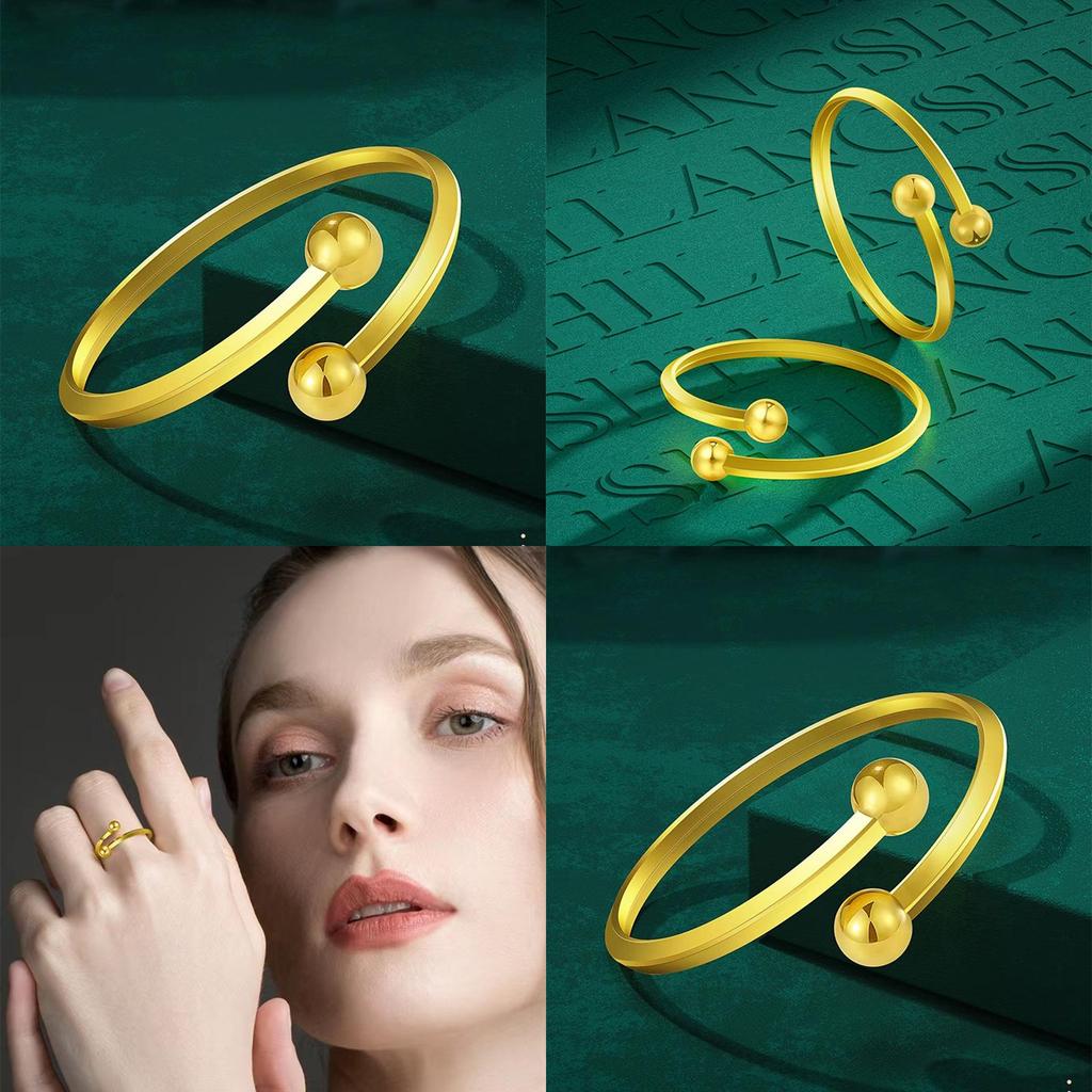 Vintage Copper Beautiful Gold Plated Bead Ring For Women Adjustable Fashion Statement Piece