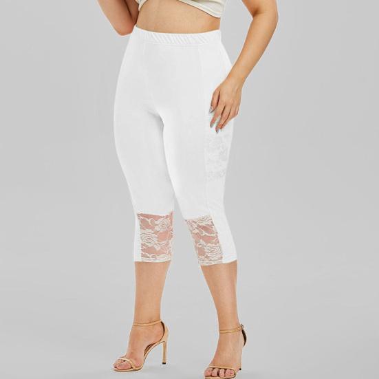 Female Pants Women Lace Stitching Slim Leggings Elastic Waist Tight Yoga for Sports