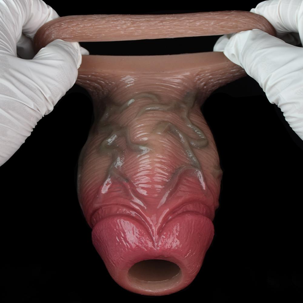 Realistic Cock Sleeve Penis Condom Extender Enlarge Dildo Strap On Toy for Gay Femdom Couples