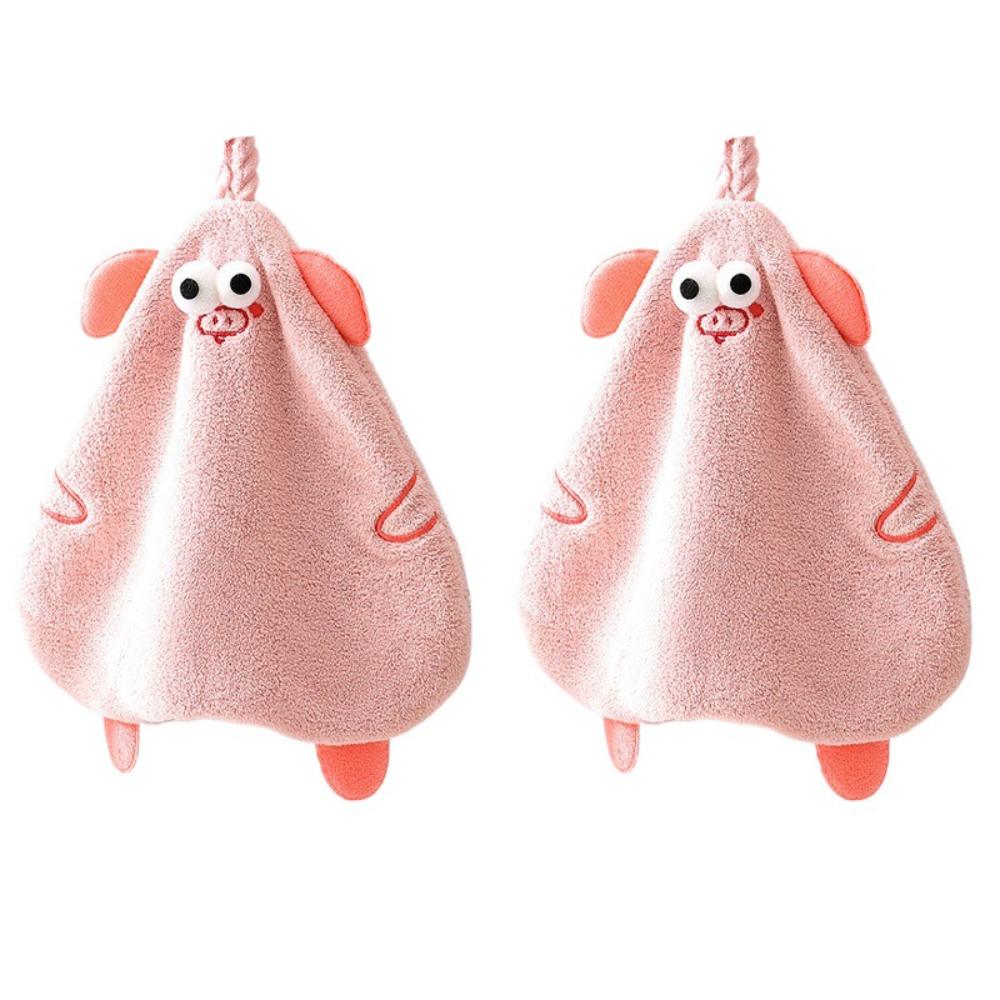 2Pcs Microfiber Korean Pig Dishcloth Cute Children's Handkerchief Pig Wiping Towel Bedroom