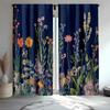 Set of 2 Vintage Floral Wildflower Drapes   Botanical Herb Design Curtains for Bedroom Decoration