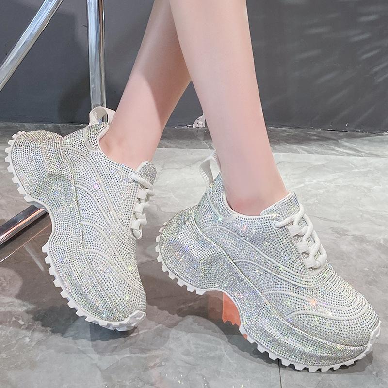 Full Diamond Daddy Shoes Women's Platform Tide Versatile Casual Sports Shoes