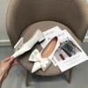 Fashion Flat Shoes Women 2025 Spring Autumn New Fashion Pointed Shallow Mouth Bow Silk Plus Size 43 44 Women's Shoes Zapatos De Mujer
