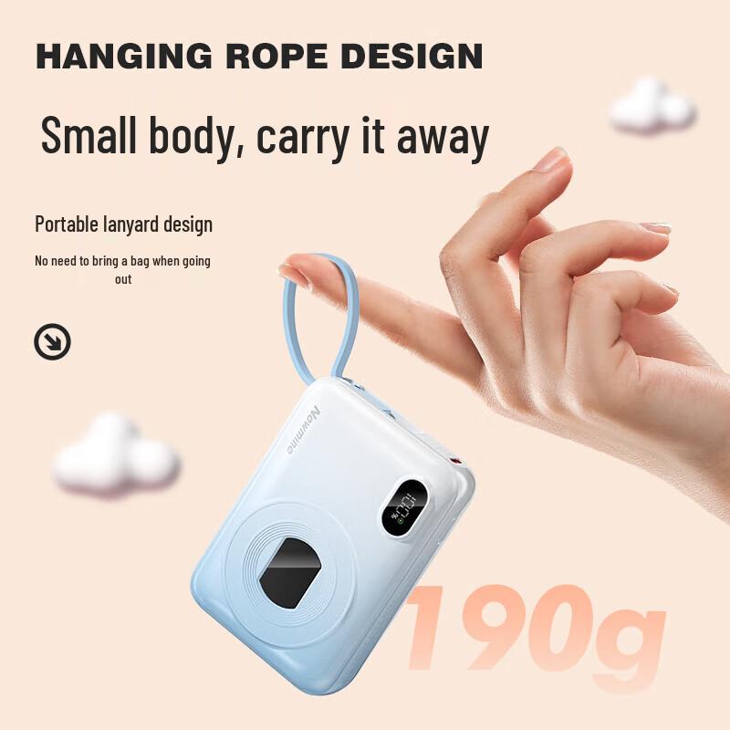 Newmine 10000mAh Power Bank with Built-in Cable